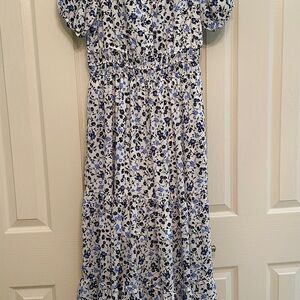Ces Femme Blue and White Floral Dress